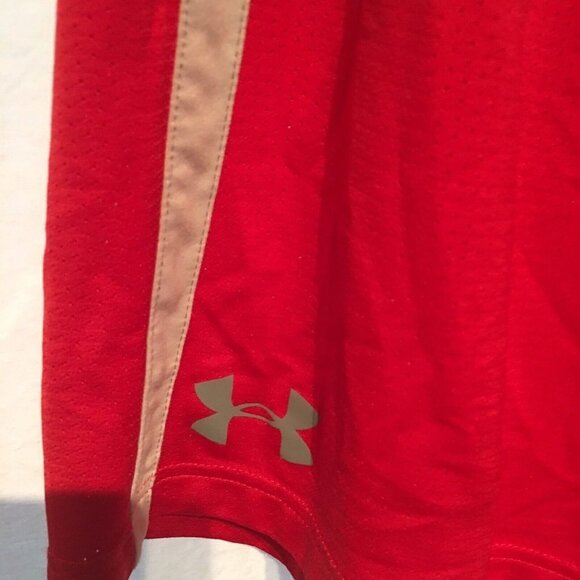 Under Armour Loose Fit Basketball Shorts Youth Red/Gray SZ G/LG - Picture 2 of 4